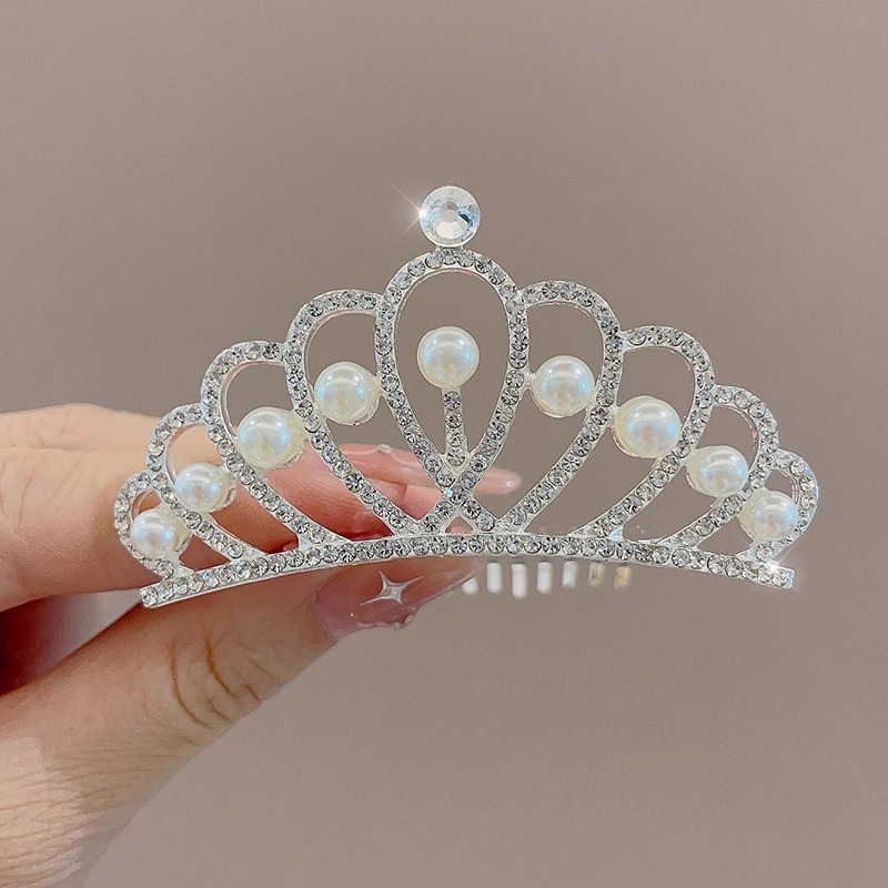 Chica de cumpleaños corona rhinestone peine del pelo lindo poco princesa cabeza accesorios para el cabello niña temperamento insertar peine bebé niña horquilla