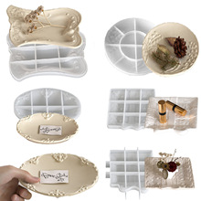 欧式手绘海娜风托盘树脂硅胶模具 滴胶diy浮雕花纹石膏碟子收纳盘