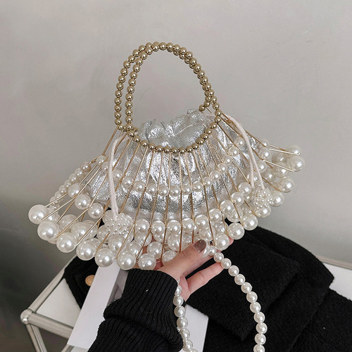 Handmade chain bag with beads, trendy, popular in Europe and America, retro Korean style, high quality, shoulder bag, crossbody bag, handbag