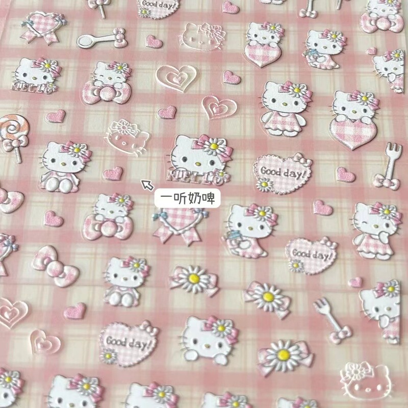 Kitty Cat Powder Skirt Nail Art Stickers Flat DIY Mixed Hand Account Decoration Waterproof Hello Kitty Material Small Stickers
