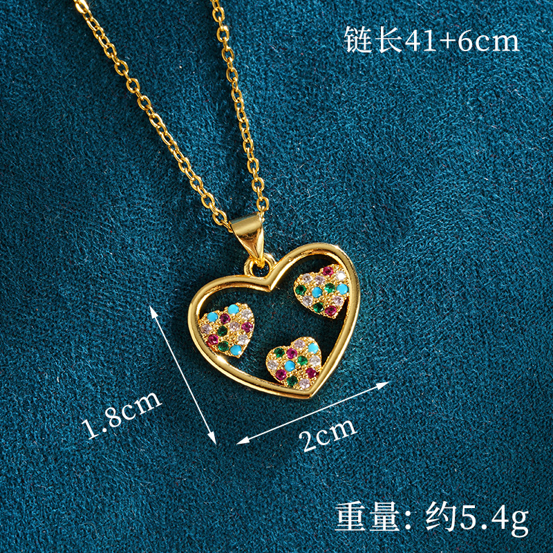 Pendientes de circón de amor hueco de oro de arena de Vietnam, femenino, diseño de nicho, personalidad, collar de temperamento, ventas directas de fábrica
