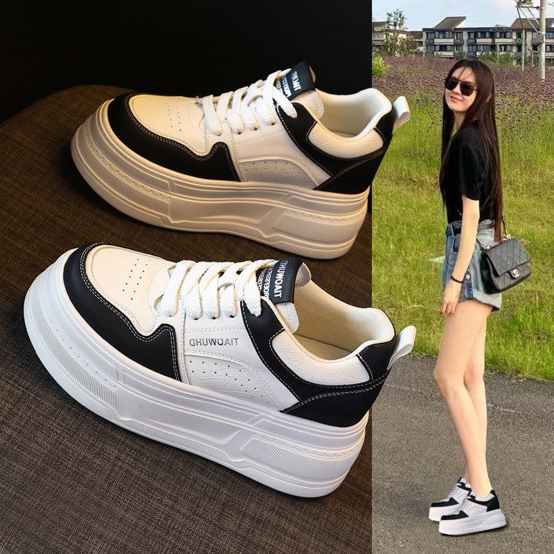 Giày sneaker nữ chunky đế dày tăng chiều cao 8 cm, phong cách trẻ trung — màu be