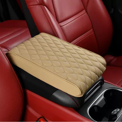 Car Storage Box Pad Heightening — Armrest box pad - large-ice-bean-beige
