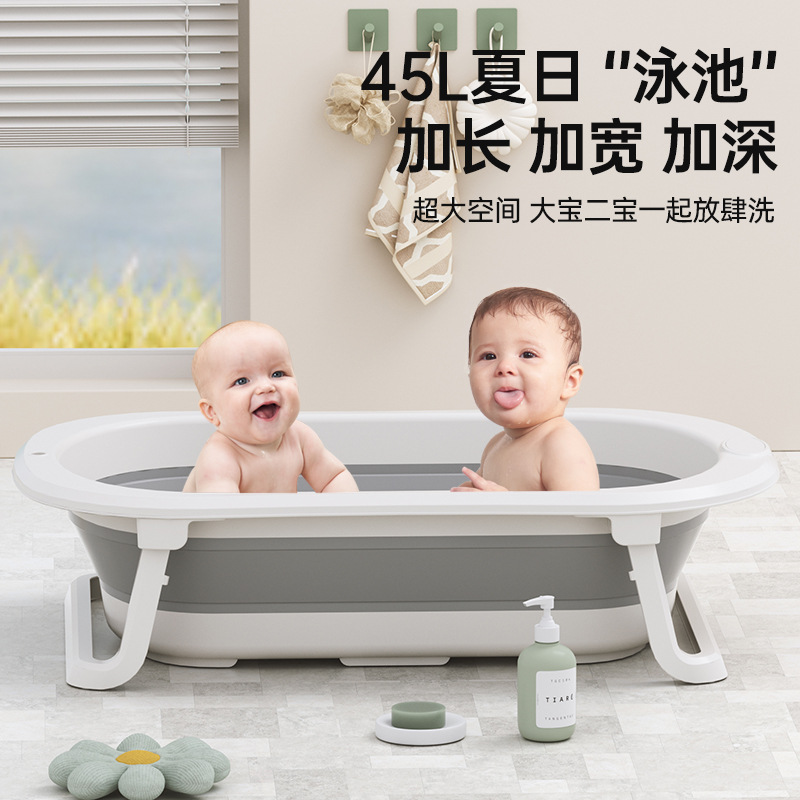 Baños de baño para bebés personalizados con sensor de temperatura inteligente, barriles de baño para recién nacidos, grandes baños para bebés plegables en casa para sentarse y acostarse