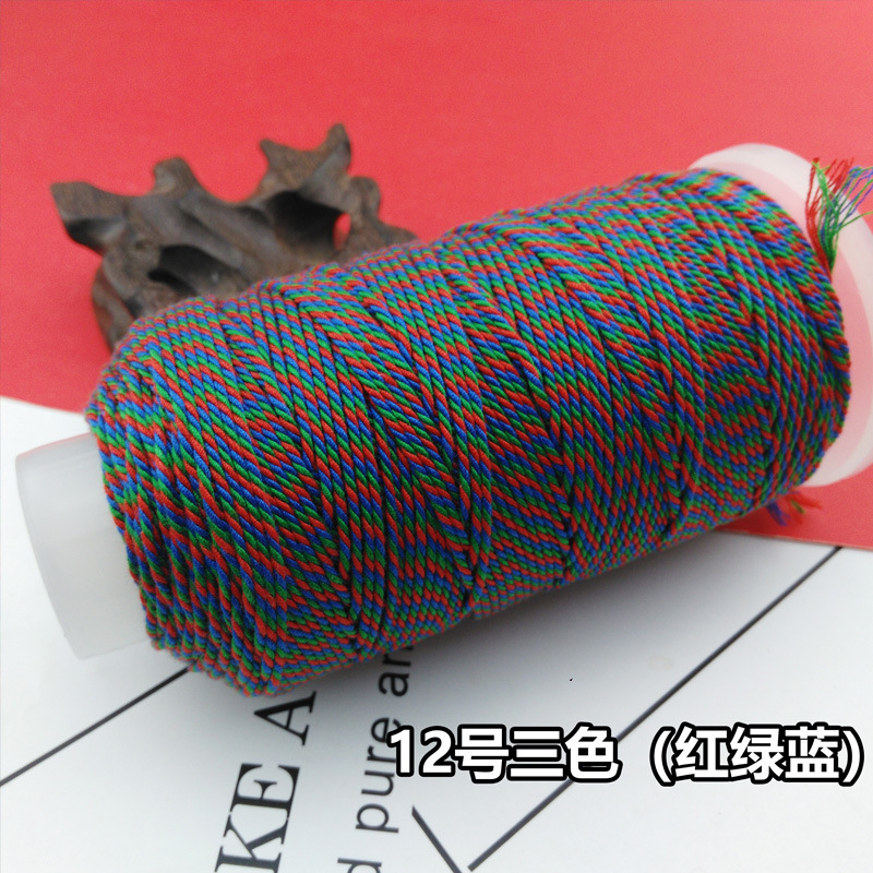 手もみ綿の糸の大きい巻きの綿の縄の多色のグラデーションのストランドのdiyの手の編みのブレスレットのネックレスの文はロープのチベット式を遊びます。|undefined