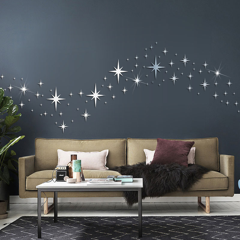 3d Star Mirror Wall Stickers Reflective Acrylic Art Decor_voghion.com