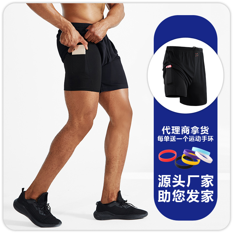 Pantalones cortos deportivos de baloncesto estilo americano, pantalones cortos deportivos de secado rápido para hombre de talla grande, pantalones deportivos elásticos dos en uno, pantalones cortos de entrenamiento para correr.