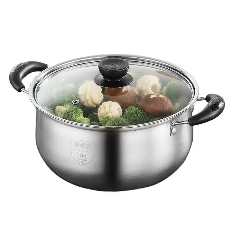 可甜 Soup Pot 304 Stainless Steel Thickening Double Ear Fastel Poch Noodle Steamed Pot Gas Electromagnetic Cooker Boil