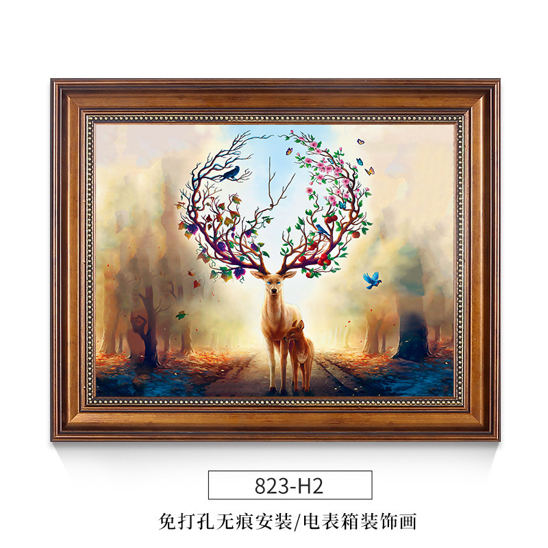 美式大象电表箱装饰画强电箱电闸开关盒挂画配电箱遮挡墙画免打孔|undefined
