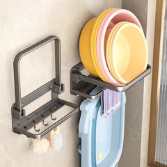 源工場折り畳み可能な洗面器収納棚穴なしトイレ盆棚家庭用浴室壁掛け盆棚