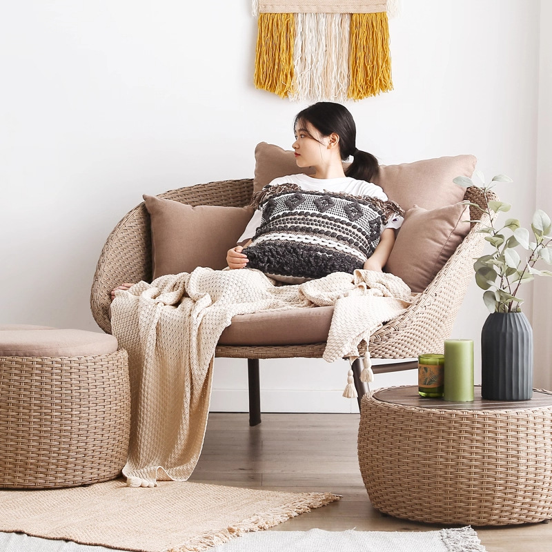 Mesa y silla de balcón, silla de caña, silla de caña, mesa y silla de patio, combinación de té, simple mesa de té