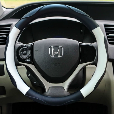 New Super Migration Sports Version Universal Car Steering Wheel Cover Super Feel Handlebar Cover Physical Store Cross-Border Amazon (Steering wheel cover) - black-and-white-38cm