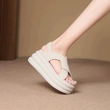 健康生活，由出发黑色卡其色米白色一字带凉鞋浙江温州尖头