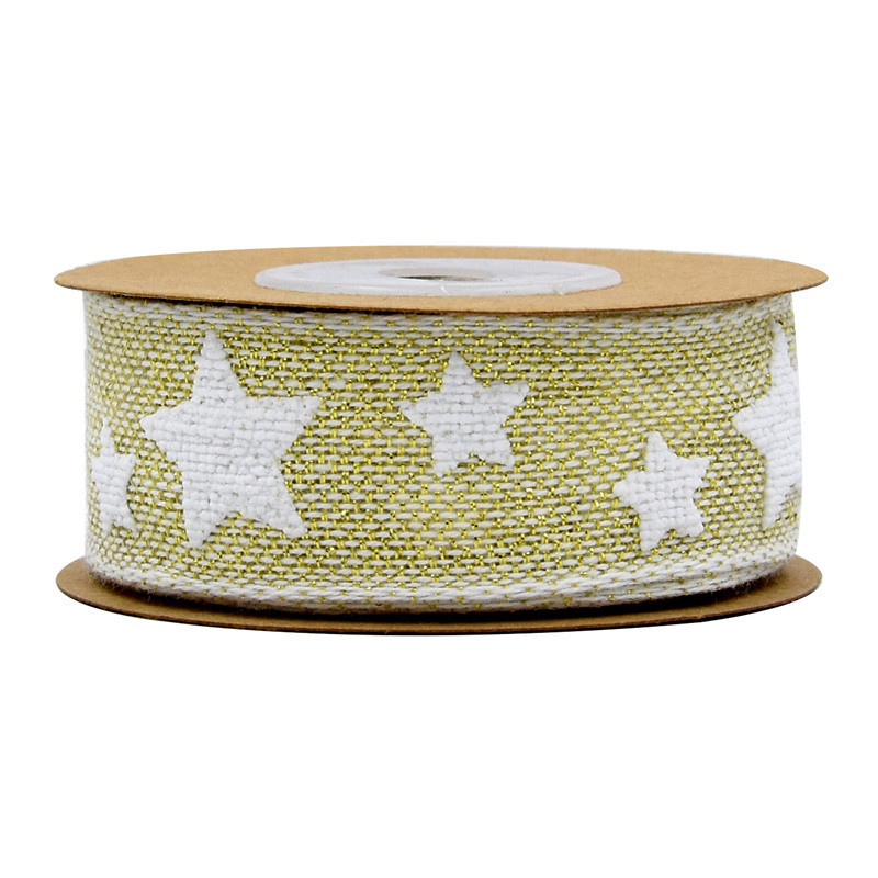 Transfronteriza Navidad nueva cinta de algodón impresa árbol de Navidad decoración regalo embalaje cinturón dos lados Alambre de hierro 5 yardas en stock