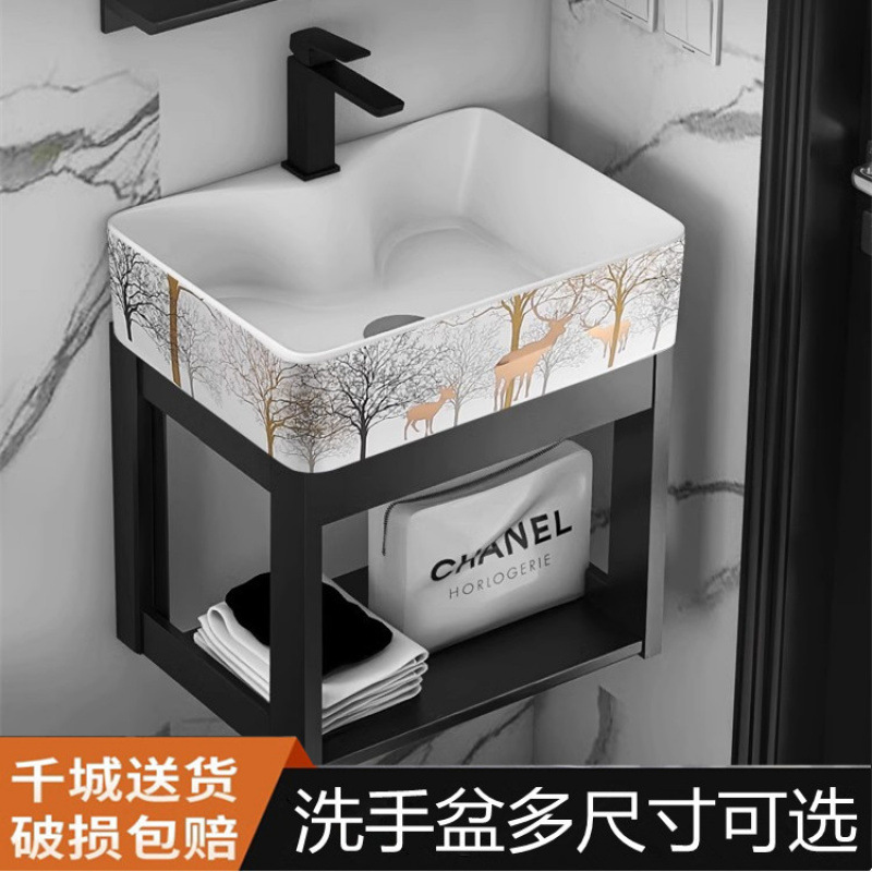 阳台小户型洗手盆卫生间洗漱池简易小户型家用挂墙式洗脸盆柜组合