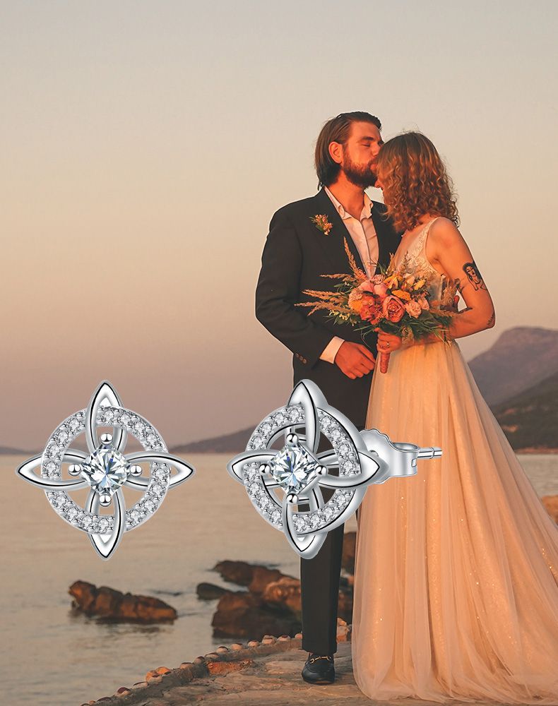 Grenzüberschreitende S925-Sterlingsilber-Keltische Knoten-Ohrstecker für Frauen, modische hochwertige Ohrringe mit Zirkonia, einzigartige persönliche Ohrringkollektion