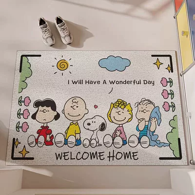 Avtomobil döşəmə paspasları — for Entrance and Doorway - good-morning-peanut-family-members-snoopy-4060cm-square-wire-circle
