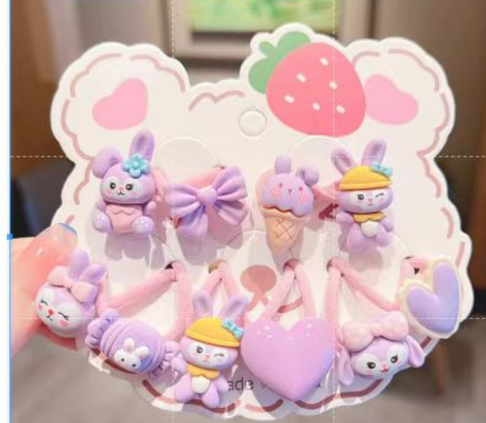 Los niños de dibujos animados de fresa oso cuerda de pelo lindo lazo del pelo banda de goma cuerda de pelo de la niña elástica y no duele accesorios para el cabello