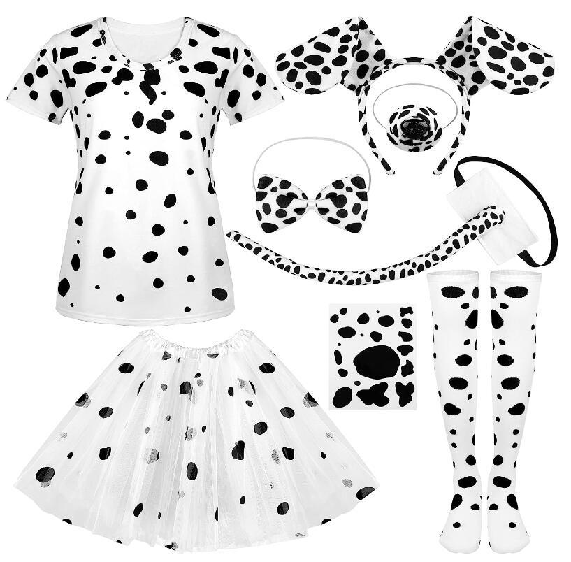 Fascia per capelli dalmata di Halloween, orecchie, guanti, gonna, travestimento per Halloween_voghion.com