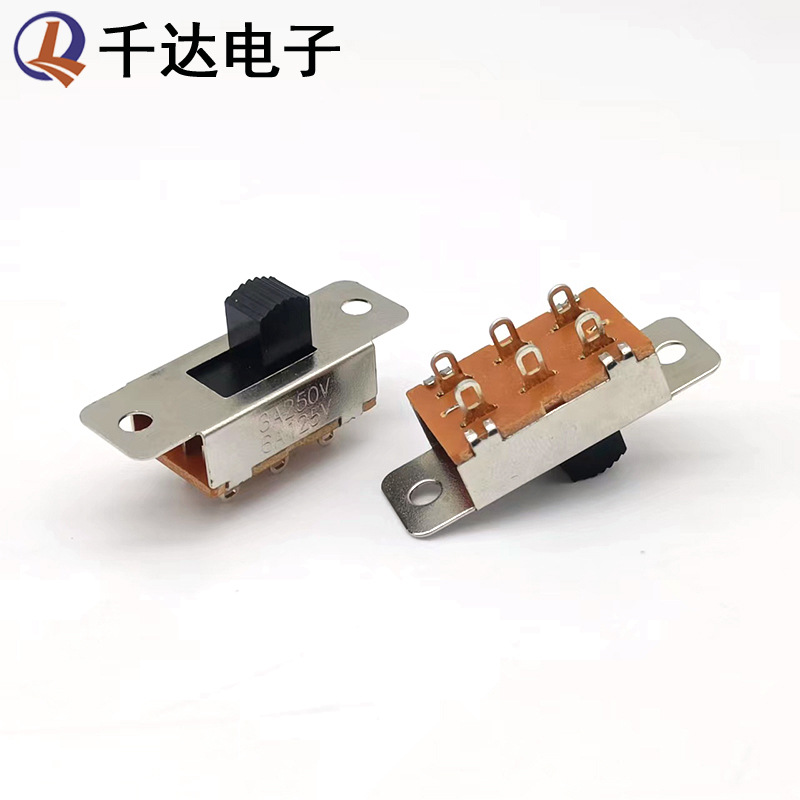 双排6脚2档拨动开关 六脚两档大电流滑动开关SS-22L05G6光孔两档