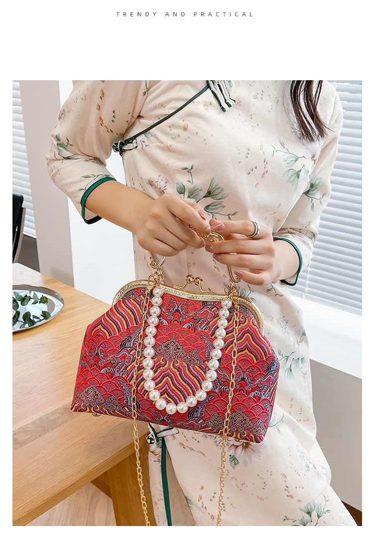 Grouss Kapazitéit Spitzeklammer Damentasch Handtasch Schëllertasch Cheongsam Tasch High-End Kaddo Antik Tasch Perl Handtasch_voghion.com