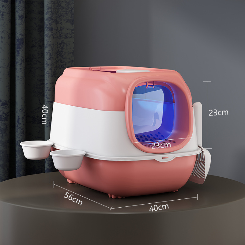 Caja de arena de gato cerrado nueva fábrica UV antibacteriano grande anti-Splash grasa gato inodoro mascotas suministros
