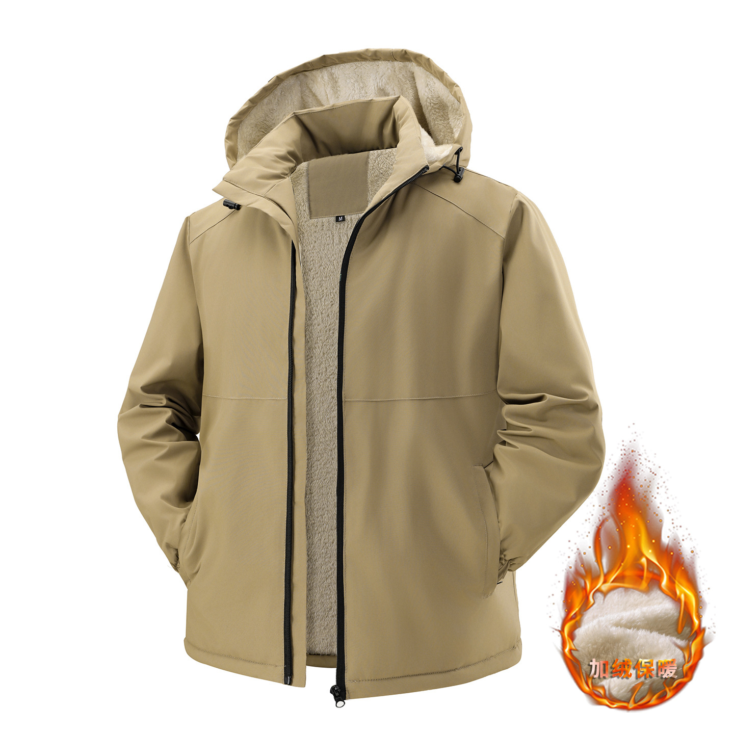 Fleece-lined and thickened jacket, windproof and waterproof, suitable for autumn and winter, men's outdoor sports jacket, large size