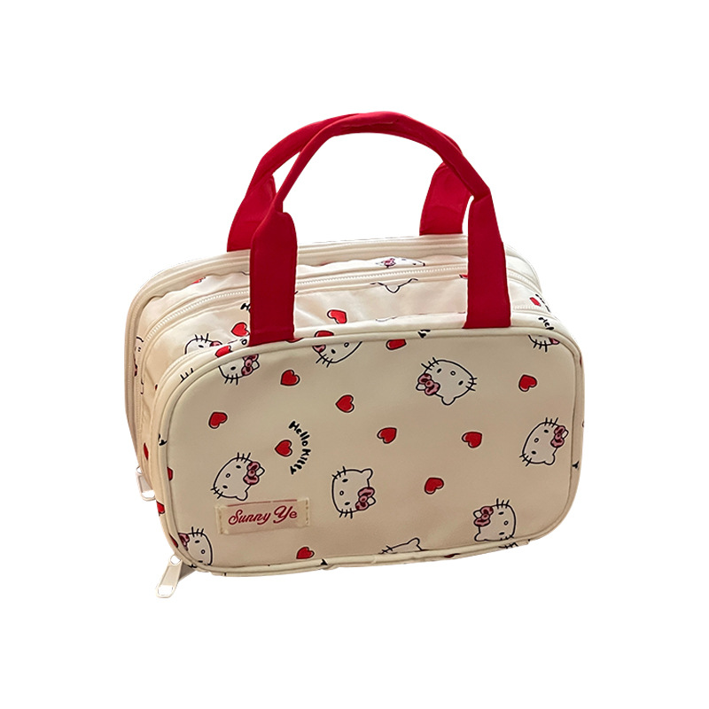 Nueva bolsa de maquillaje para gatos gran capacidad portátil cartón de dibujos animados lavado portátil bolsa de almacenamiento de equipaje de viaje