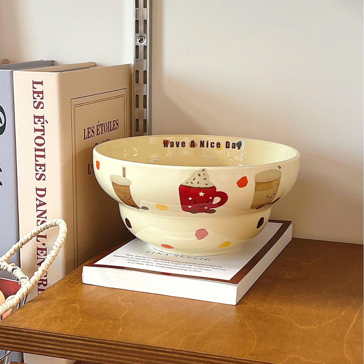 음료 웨이브 도트 7inch 국수 그릇