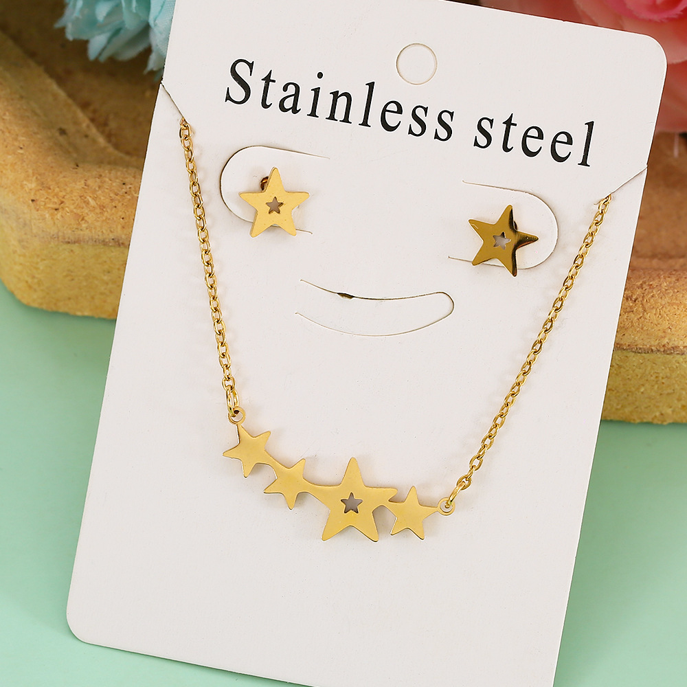Großhandel Schmuck Einfacher Stil Pentagramm Auge Schmetterling Edelstahl 304 Überzug Schmuck-Set Kabelkette display picture 7