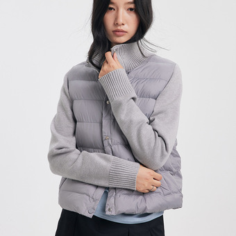 秋冬空气棉服短款外套女蓬松柔软拼接保暖上衣设计感百搭休闲外套