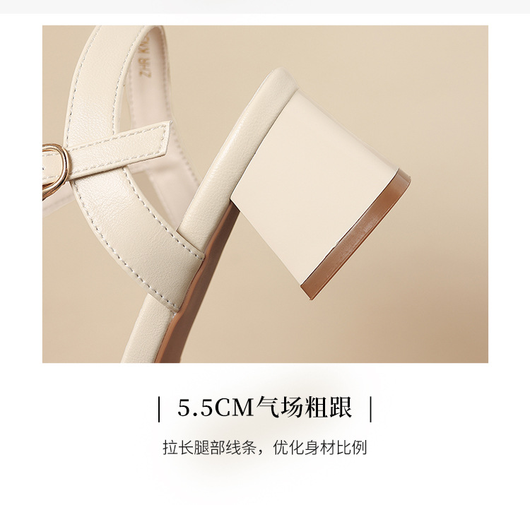 Sandal nữ cao gót quai ngang mũi nhọn phong cách Pháp — KN392 Màu be chi tiết 12