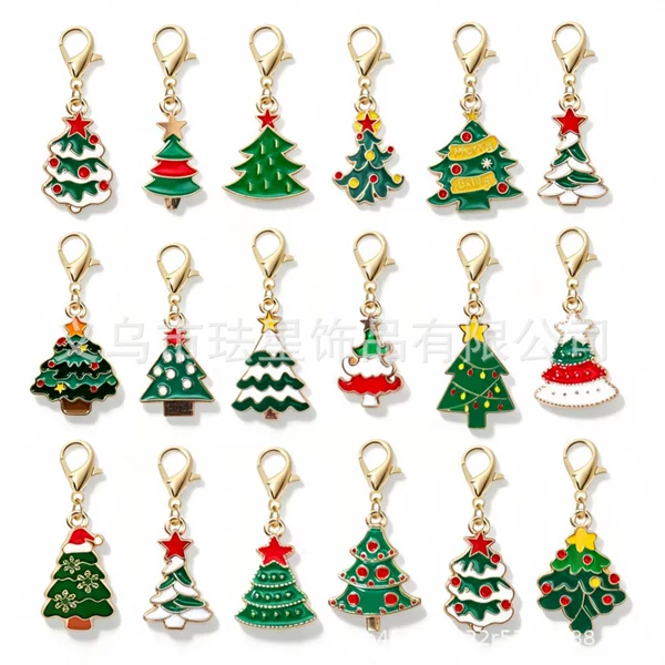 Alloy Enamel Christmas Tree Series Keychain Accessories Snowman Christmas Tree Snowflake Necklace DIY Keychain Pendant