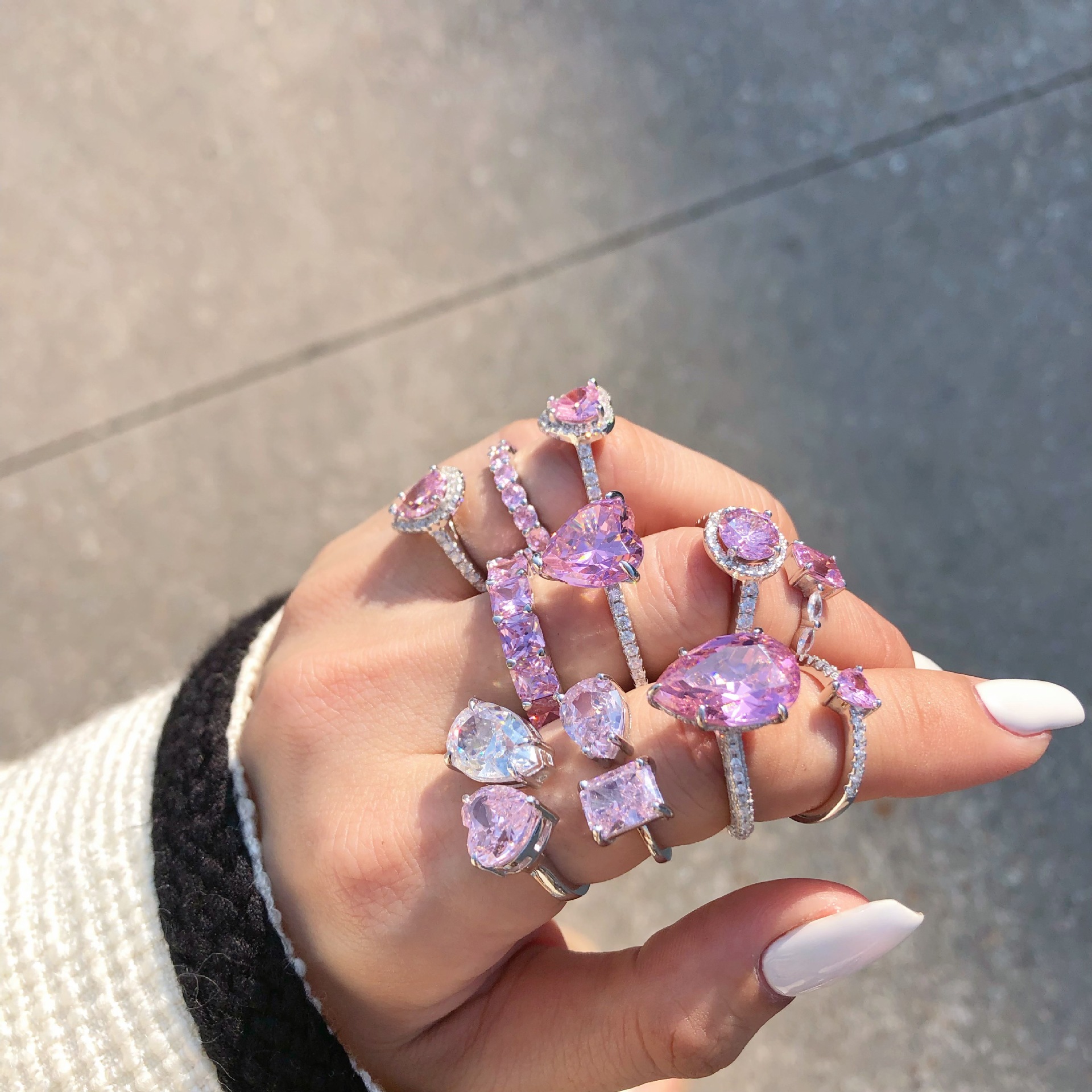 7g Weight Zircon Inlay Material Rings Classification 6, 8, 9 Ring Size 1 Piece Quantity Holiday, Daily Occasion 925 Sterling Silver Material U Shape, Water Droplets, Heart Shape Pattern Women's Gender Inlay Design IG Style, Shiny Style 925 Sterling Silver Zircon U Shape Water Droplets Heart Shape Rings 25