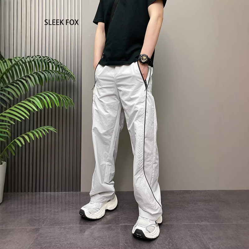 Trendy Line Design, Unique Style, Cool Outdoor Sports Pants, Summer Versatile Straight-Leg Casual Pants, Men's Slim-Fit Long Pants Trendy Line Design, Unique Style, Cool Outdoor Sports Pants, Summer Versatile Straight-Leg Casual Pants, Men's Slim-Fit Long Pants