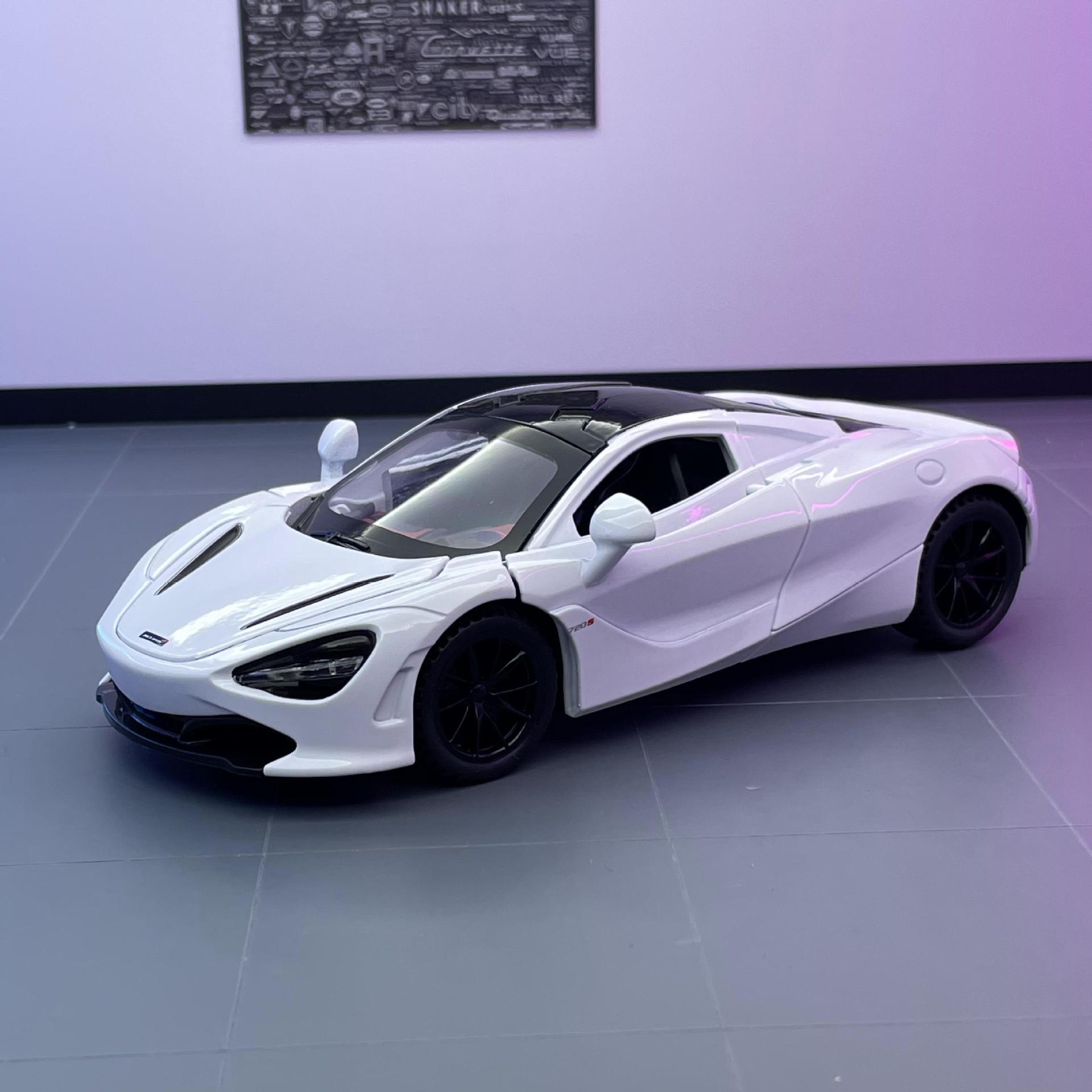 Weili aleación coche modelo 1:32 McLaren 720s coche deportivo sonido pull back luz juguete coche música modelo adornos