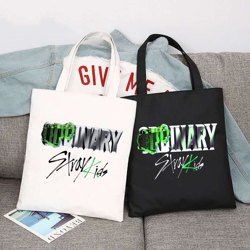 Stray Kids Korean 印花帆布袋单肩包折叠袋手提袋购物袋跨境外贸