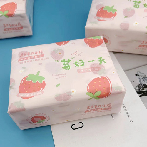 Printed tissue paper strawberry printed paper towel large pack of 300 sheets household tissue paper facial tissue toilet paper colorful napkins