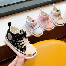新款上市韓版潮流男女寶寶學步鞋兒童軟底透氣輕巧大方中幫帆布鞋
