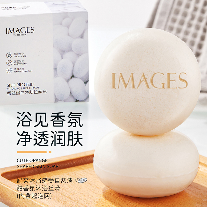 Imagen belleza seda proteína limpieza alambre dibujo jabón limpieza profunda baño Lavado de Manos aceite esencial jabón hecho a mano