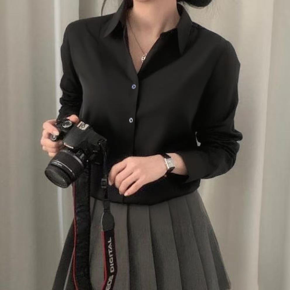 Preppy Long Sleeved Shirt For Women Street Style Slim Fit Unique Design Relaxed Everyday Wear Comfortable Feshion_ecoleips.com