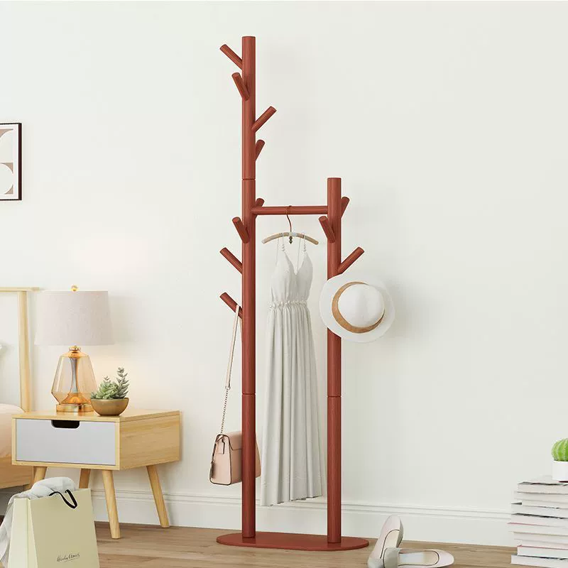 Вешалка для одежды напольная для спальни, простая, из массива дерева, для дома, комнаты, общежития, простая, для хранения, с сумкой для хранения