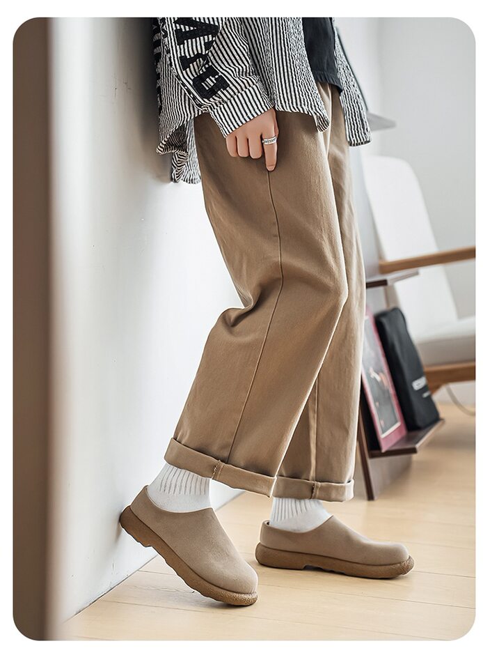 Dép sandal nam bít mũi da PU đế dày chống trượt kiểu lười xỏ chân — Màu nâu, màu be, màu đen chi tiết 17