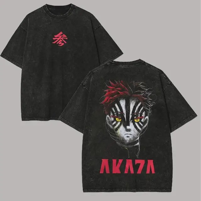 Other Demon Slayer Akaza Graphic T-shirt Washed Black