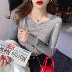 韩版打底衫女2025秋冬新款毛衣内搭修身洋气V领针织衫毛衣百搭潮