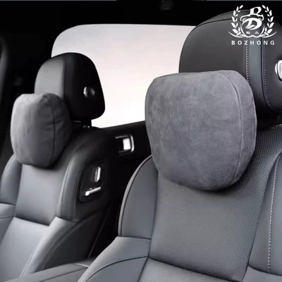 Lumbar Support Neck Pillow Headrest - suede-gray-two-pack