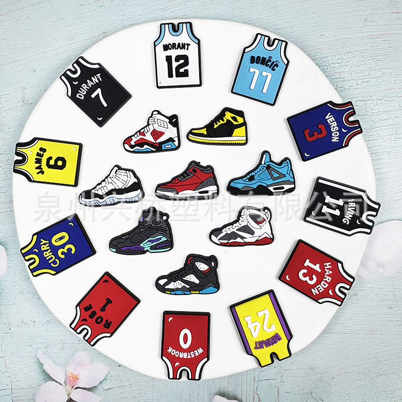 Amazon Basketball Sports Shoes Hole Shoes Diy Shoes Flower Shoe Buckle Croc Shoe Accessories PVC Soft Rubber Jersey Pendant