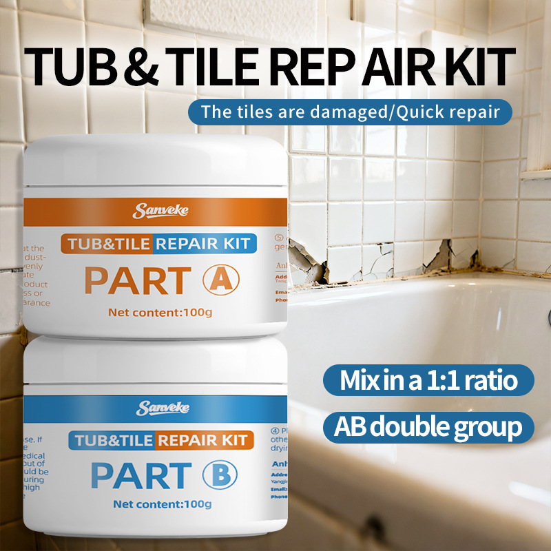跨境陶瓷修复膏家用大理石浴缸洗手盆粘结合胶水瓷砖修补胶批发