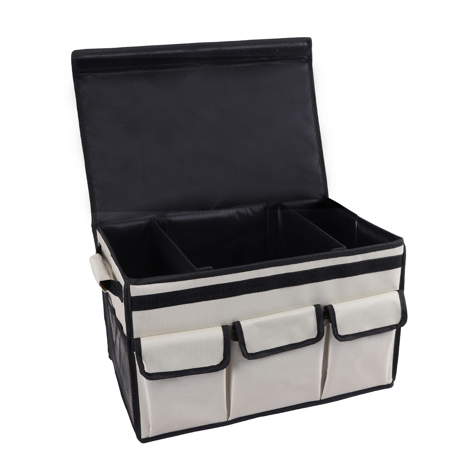 Caja de almacenamiento para artículos de automóvil de respaldo tipo plegable multifuncional para acabado trasero del automóvil