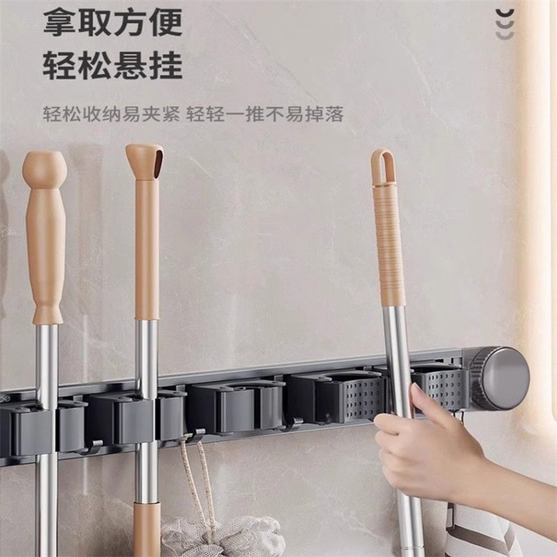 Baño ventosa trapeador clip de pared de baño sin perforación artefacto fijo gancho de cierre escoba percha de almacenamiento